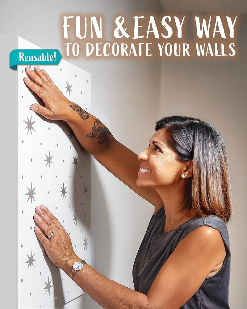 STENCILIT\u00ae Celestial Wall Stencil for Painting - 2 Pack of 14.5 x 27 in Stencil, Geometric W... | Amazon (US)