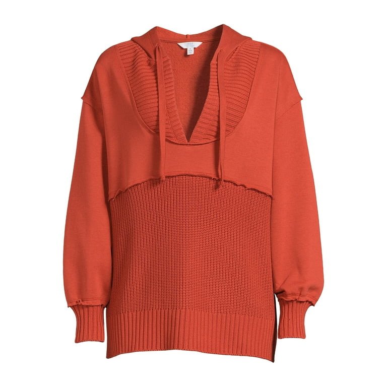 Time and Tru Women's Mixed Media Hoodie, Sizes S-3XL | Walmart (US)