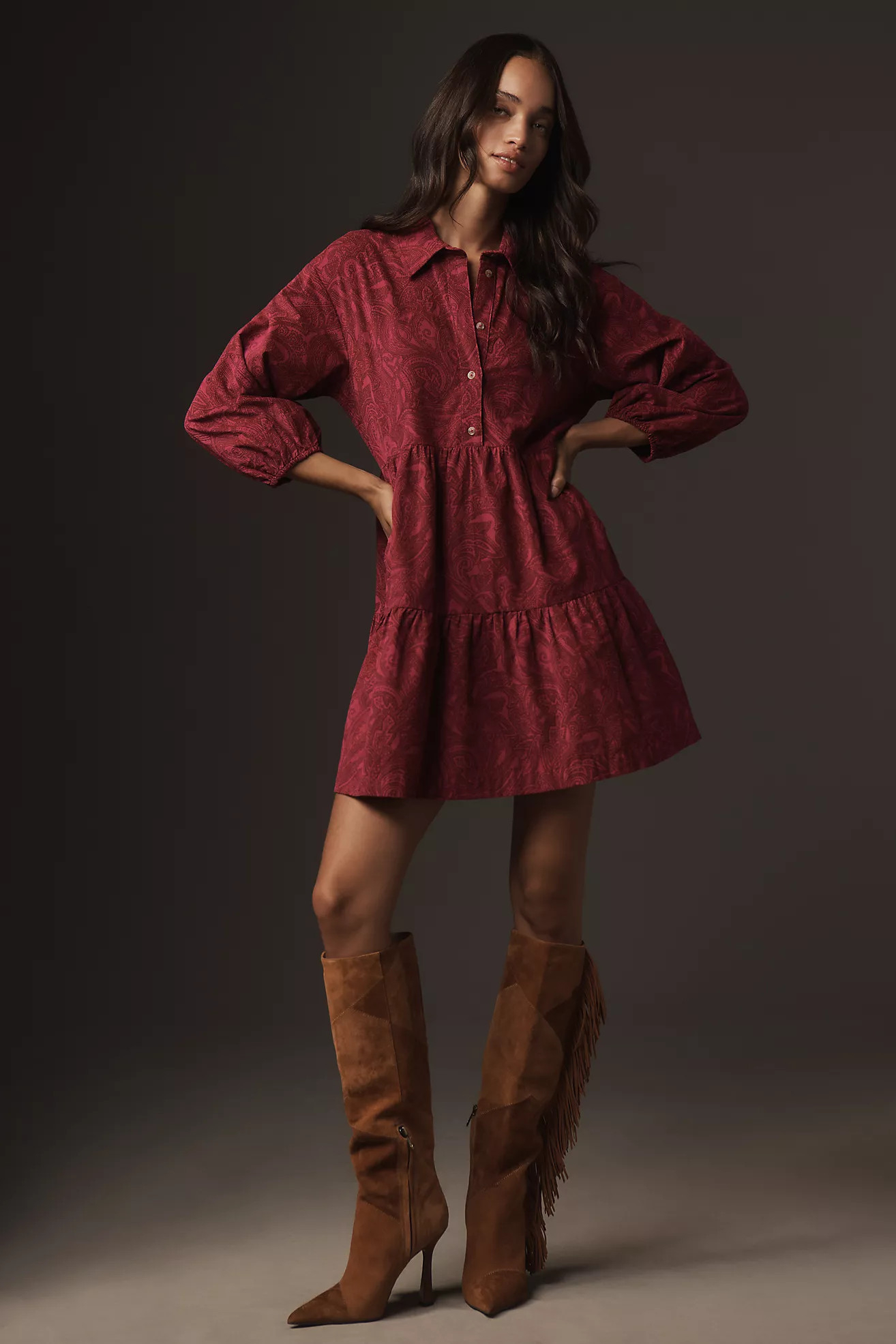 The Bettina Tiered Shirt Dress by Maeve: Mini Corduroy Edition | Anthropologie (US)