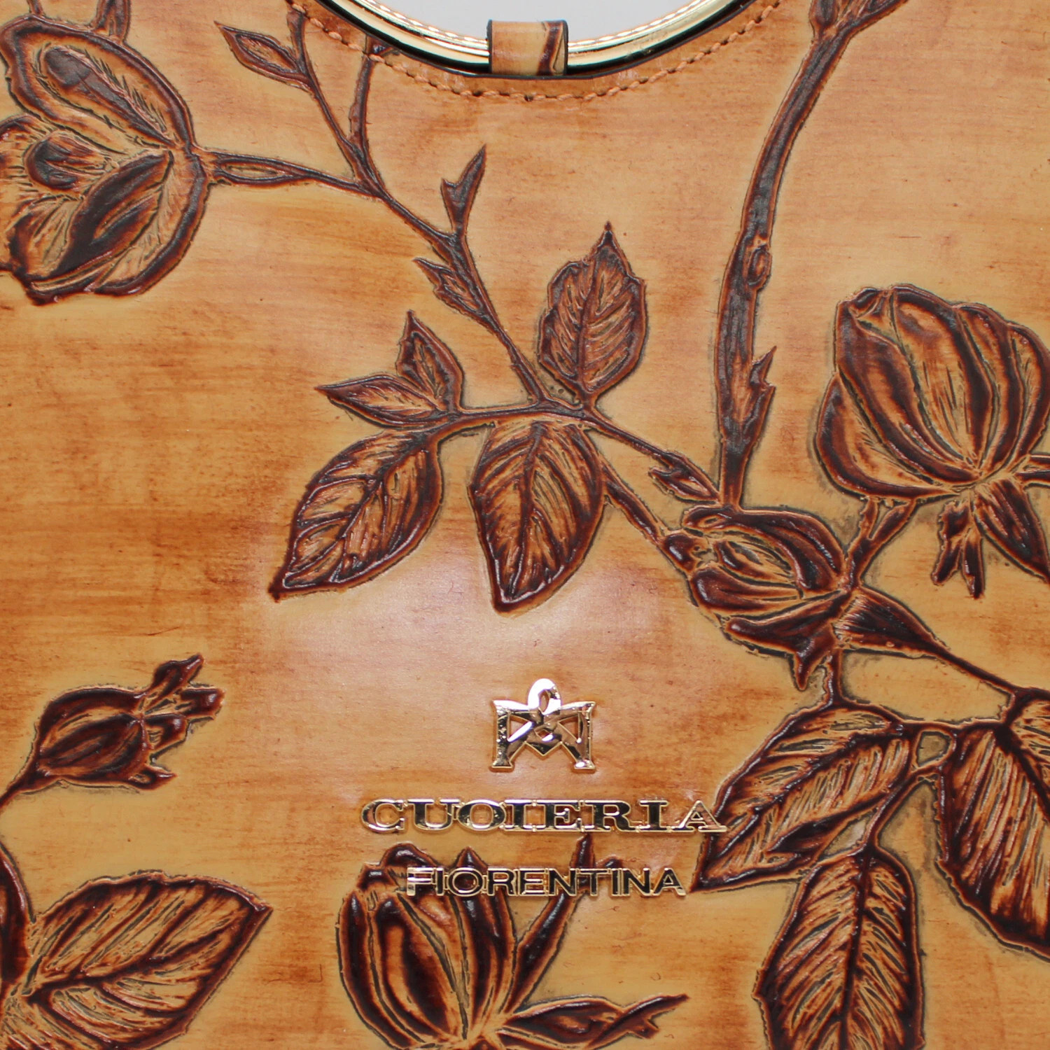 Cuoieria Fiorentina Made in Italy Tuscan tan leather Small bag floral pattern  | eBay | eBay US
