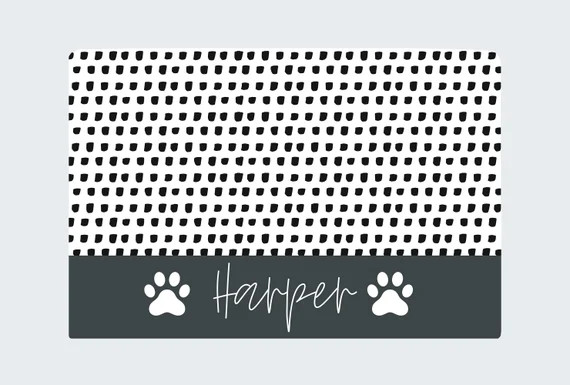 Black and White Pet Placemat - Food/Water Mat - Custom Pet Mat - Personalized Name Placemat - Pup... | Etsy (US)