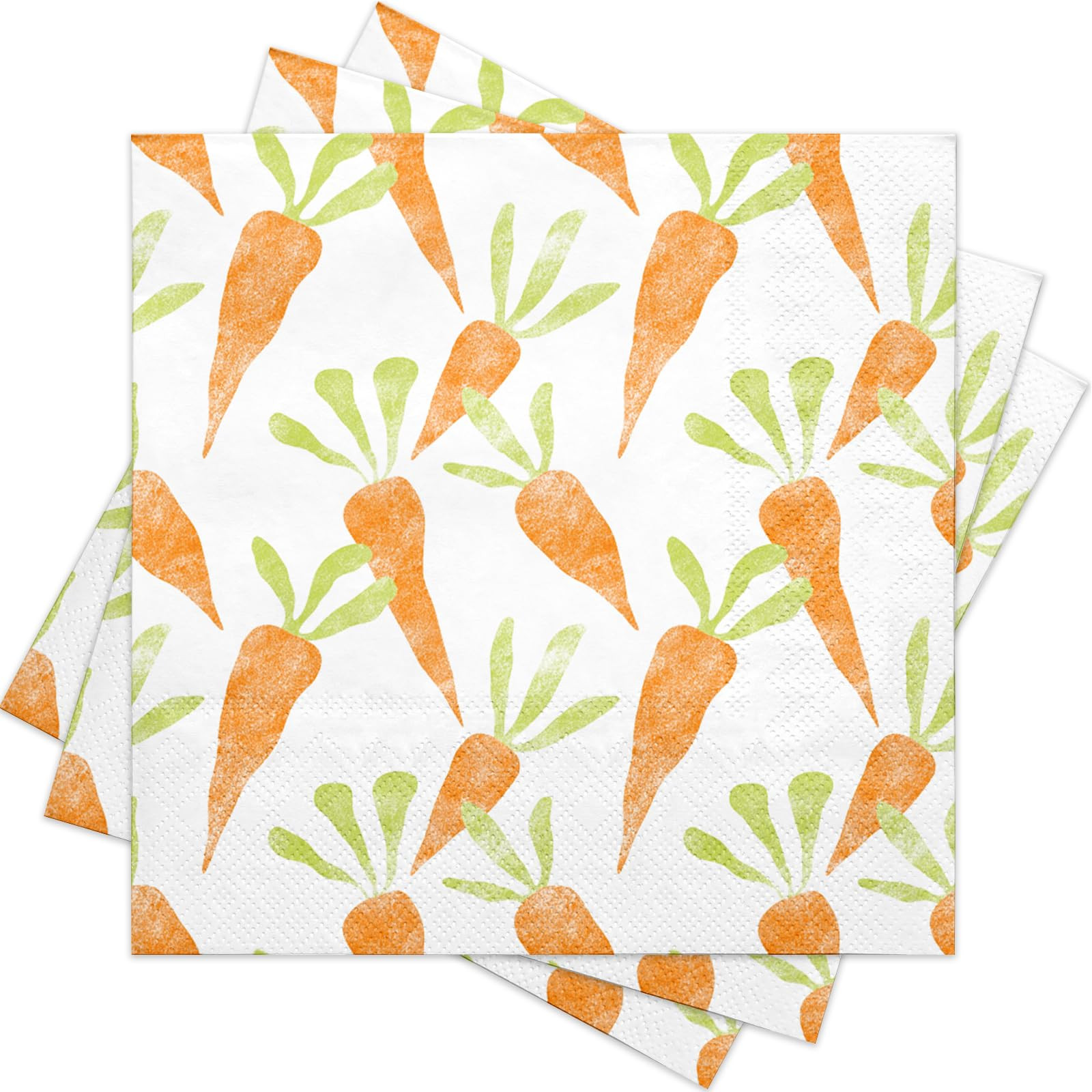 RUSPEPA 50 Pcs Easter Carrot Napkin Paper, 3 Ply Orange Carrot and Green Leaf Design, Disposable ... | Amazon (US)