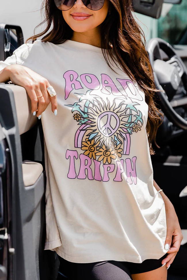 Road Trippin Soft Cream Graphic Tee | Pink Lily