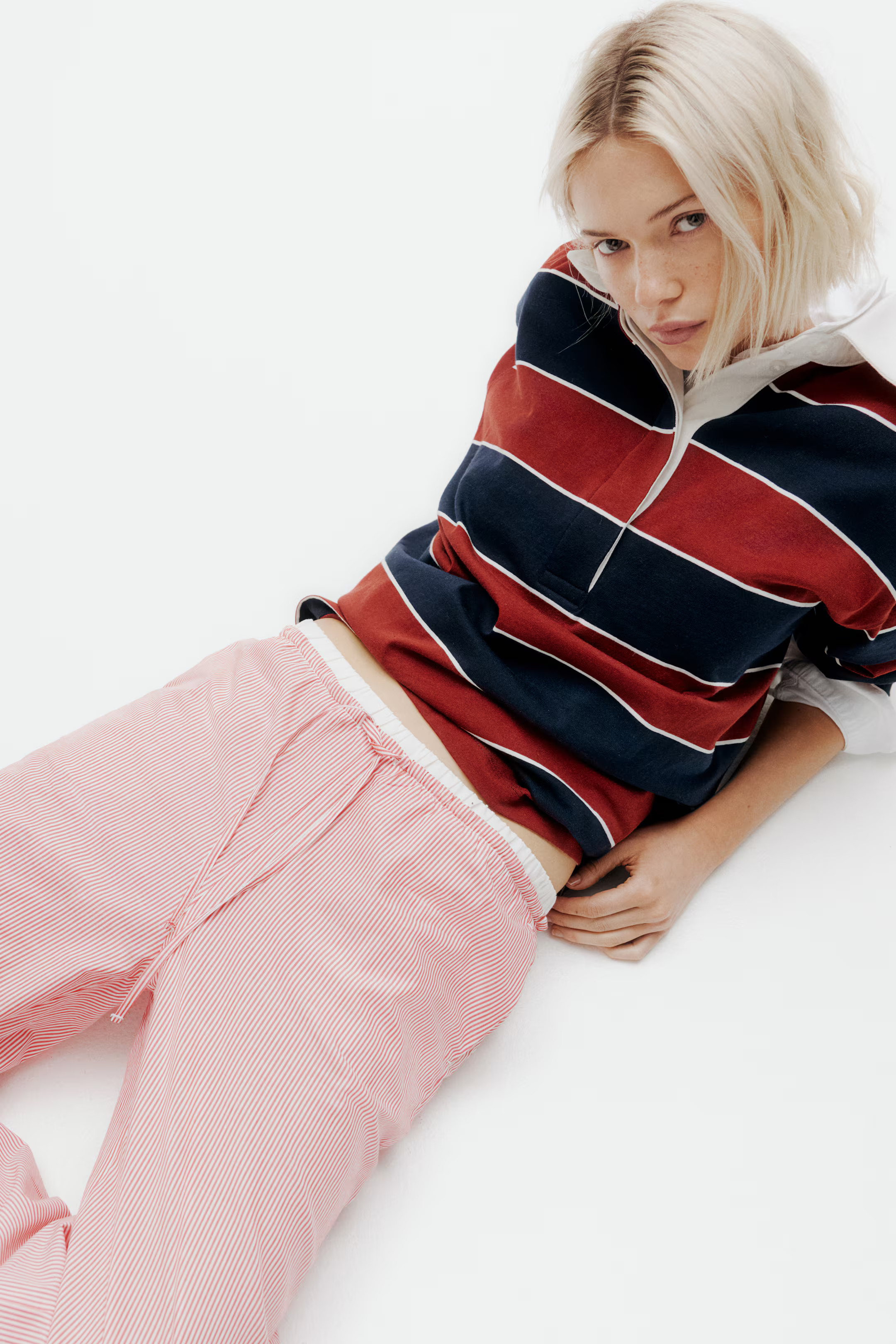 Double-Waistband Poplin Drawstring Pants | H&M (US + CA)