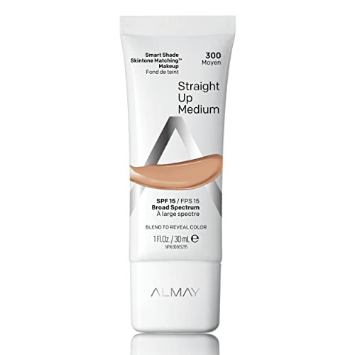 Almay Skintone Matching Foundation, Smart Shade Face Makeup with SPF 15, Hypoallergenic, Oil-Free, Dermatologist-Tested, 300 Straight Up Medium, 1 fl oz | Amazon (US)