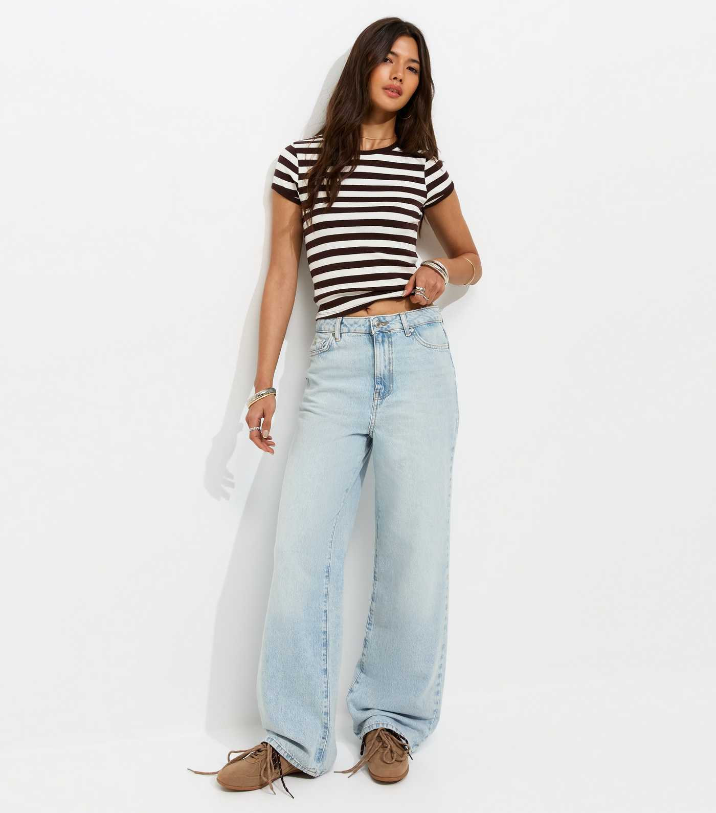Light Blue Bleached Adalae High Waisted Wide Leg Jeans | New Look | New Look (UK)