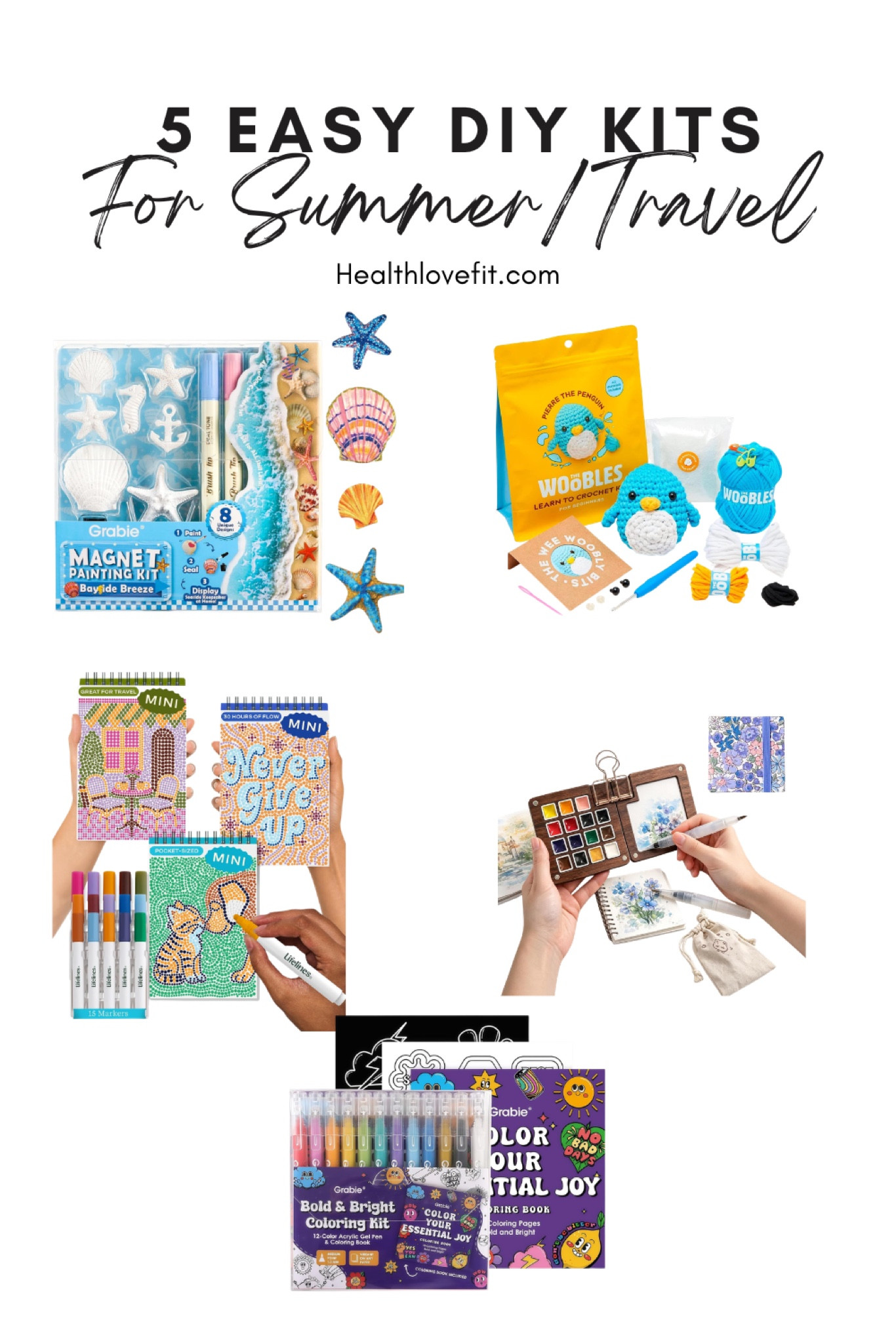 Fun little craft kits you can take with you while travelling or to do on vacation, instead of scrolling on your phone!! These are all mess free, except maybe the water color. But everything’s already included and it’s also great for stress relief. All under $30!

Tags: summer crafts, summer travel, fun craft projects, diy craft kits 

#LTKdayinmylife #LTKselfcare #LTKTravel