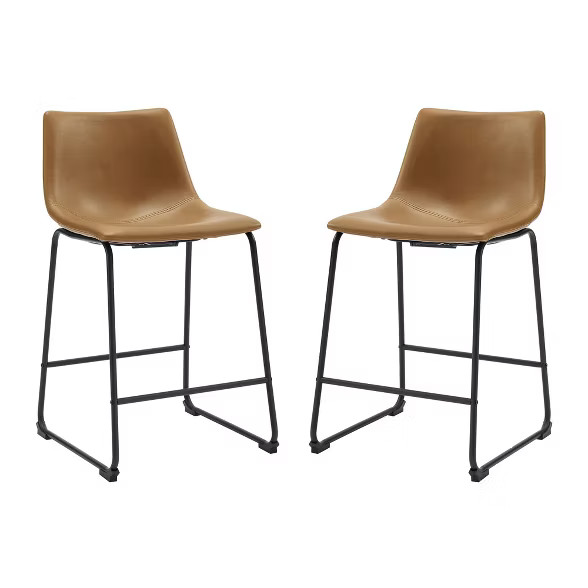 Set Of 2 Faux Leather Dining Kitchen Counter Stools - Saracina Home | Target