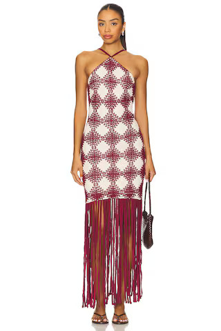 SAYLOR Dragana Dress in Maroon & Ecru from Revolve.com | Revolve Clothing (Global)