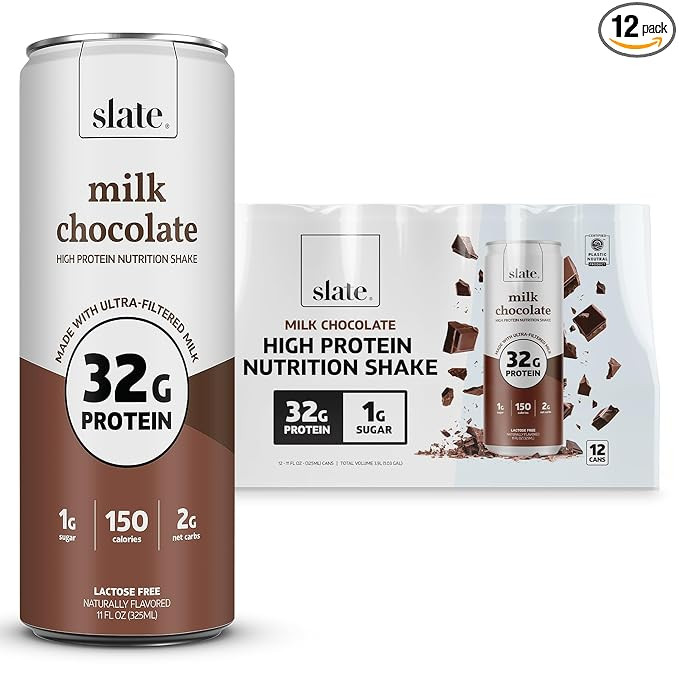 Slate Milk - High Protein Nutrition Shake - Milk Chocolate - 32g Protein, 1g Sugar, 150 Calories,... | Amazon (US)