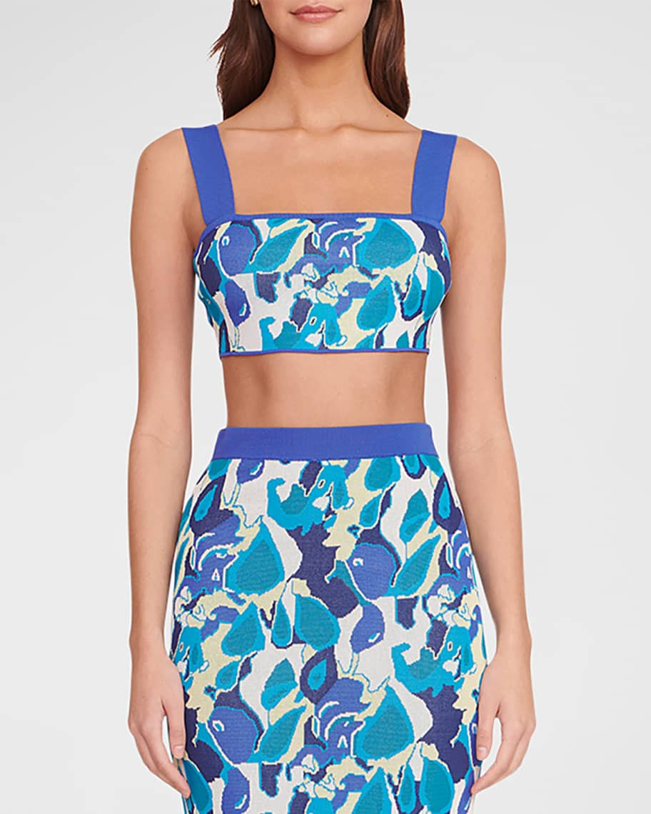Staud Zola Shoulder-Strap Floral Crop Top | Neiman Marcus