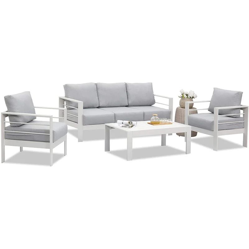 Brandtley 5-Person Aluminum Outdoor Seating Group With Cushions | Wayfair North America