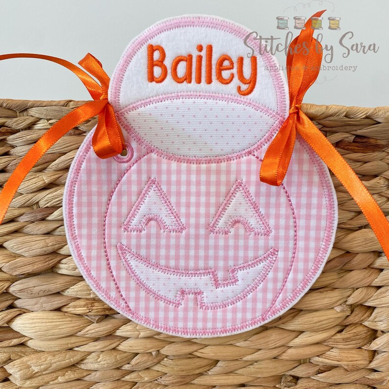 Halloween Jack-o’-lantern Basket Tag for Girls, Monogrammed, Boo Basket Tag - Etsy | Etsy (US)