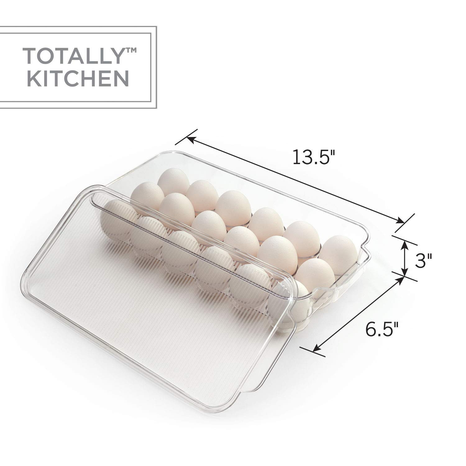 Totally Kitchen Plastic Egg Holder, BPA Free Fridge Organizer with Lid & Handles, Refrigerator Stora | Amazon (US)