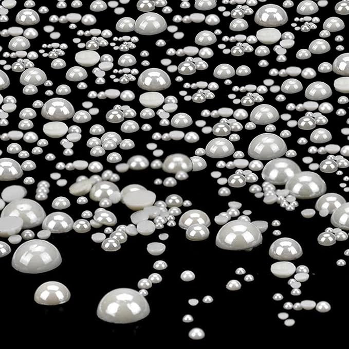 KEJUEEB Hotfix Half Pearls, Bottom with Heat-Activated Glue Hot Fix Ceramic Rhinestones, Half Rou... | Amazon (US)