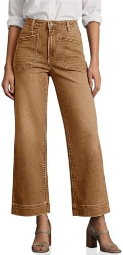 Cicy Bell Womens Cropped Wide Leg Jeans High Waisted Baggy Denim Ankle Pant | Trendy Stretchy Cap... | Amazon (US)