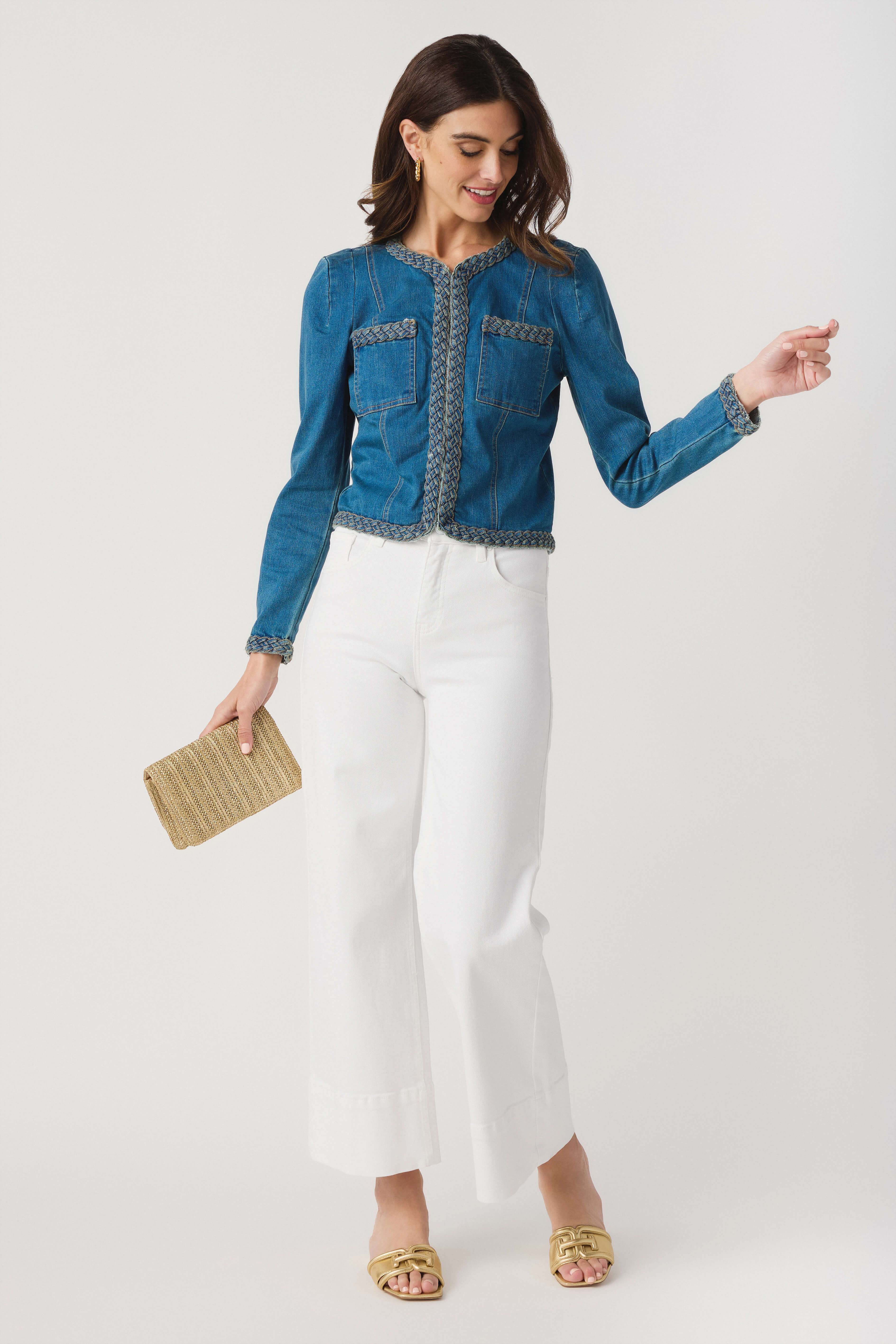 Fate Braided Trim Denim Jacket | Social Threads