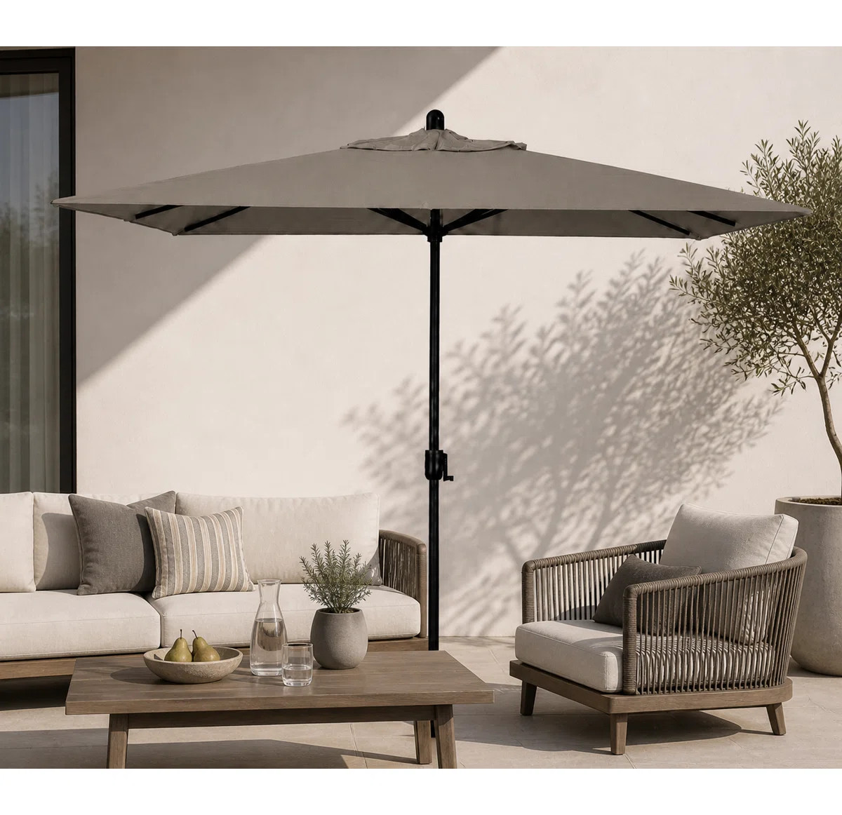 Olivier 116.7'' x 78.7'' Rectangular Market Umbrella | Wayfair North America