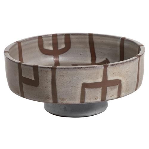 Arteya Modern Classic Brown Ceramic Footed Decorative Bowl | Kathy Kuo Home
