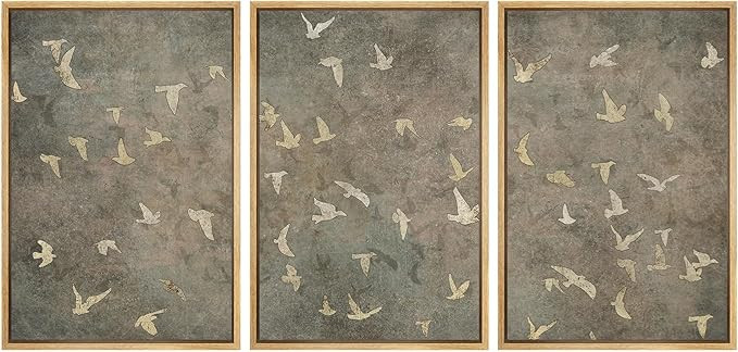 SIGNWIN Framed Canvas Print Wall Art Set Abstract Golden Birds in Flight Illustrations Modern Art... | Amazon (US)