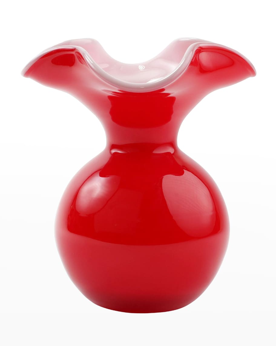 Vietri Hibiscus Glass Red Small Fluted Vase | Neiman Marcus