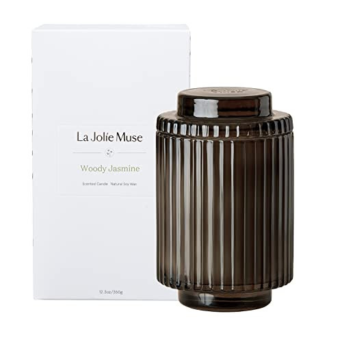 LA JOLIE MUSE Woody Jasmine Candles for Home Scented - Luxury Jar Candles with Aesthetic Glass, Candles Gifts for Women, 80 Hours Long Burning, 12.3oz | Amazon (US)