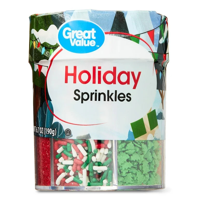 Great Value Holiday Sprinkles 6 Cell Jar, Holiday Colors, 6.7 Ounce | Walmart (US)