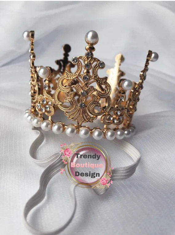 Baby Girl Gold Crown Headband Baby Girl Crown Rhinestone | Etsy | Etsy (US)