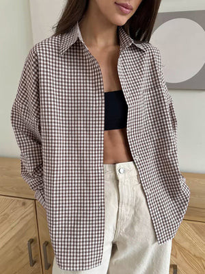 Cotton Plaid Lapel Versatile Shirt | Commense