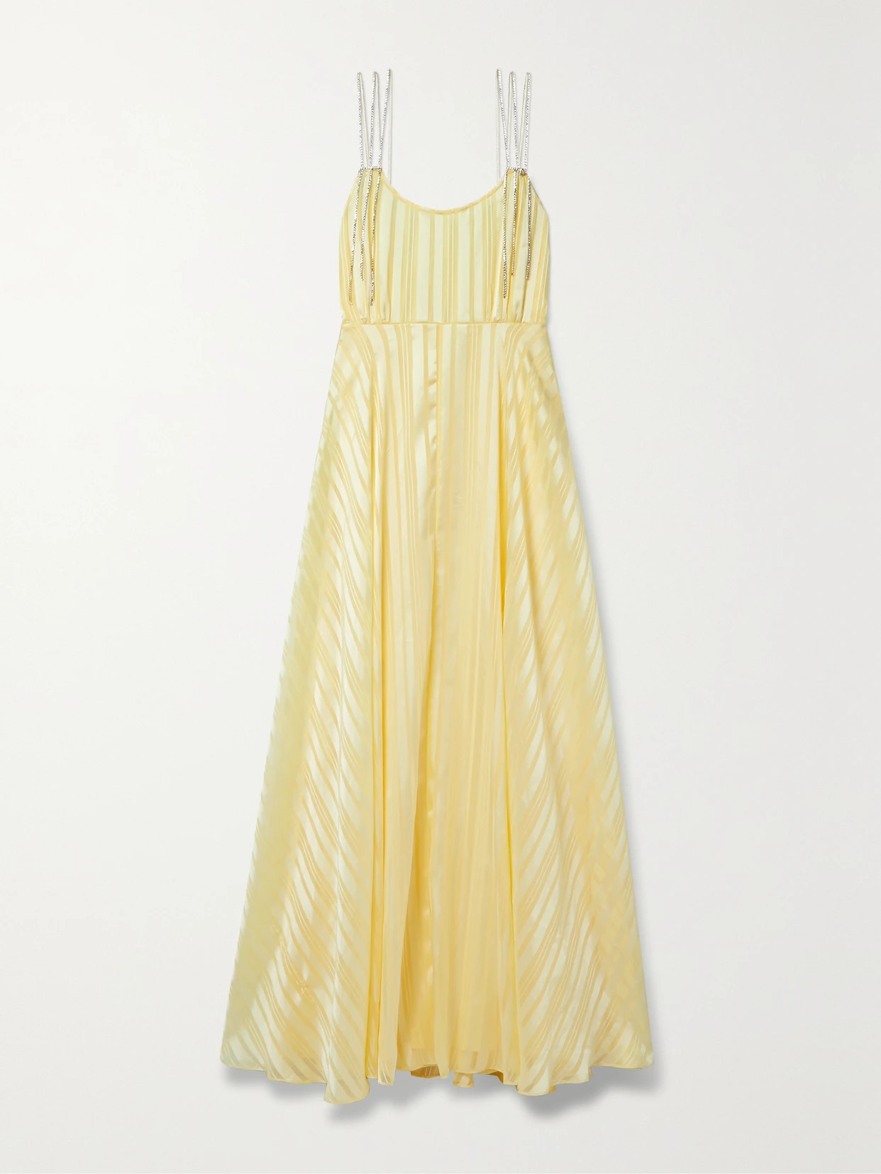 LoveShackFancy - Darralis Crystal-embellished Striped Satin Maxi Dress - Yellow | NET-A-PORTER (UK & EU)