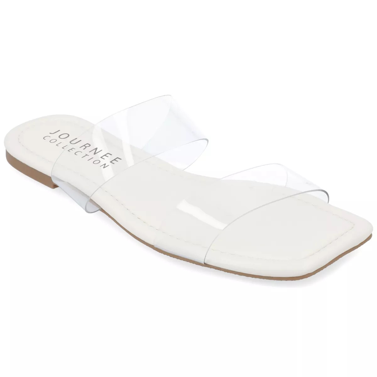 Journee Collection Womens Amata Lucite Strap Slide Sandals Off White 7 | Target