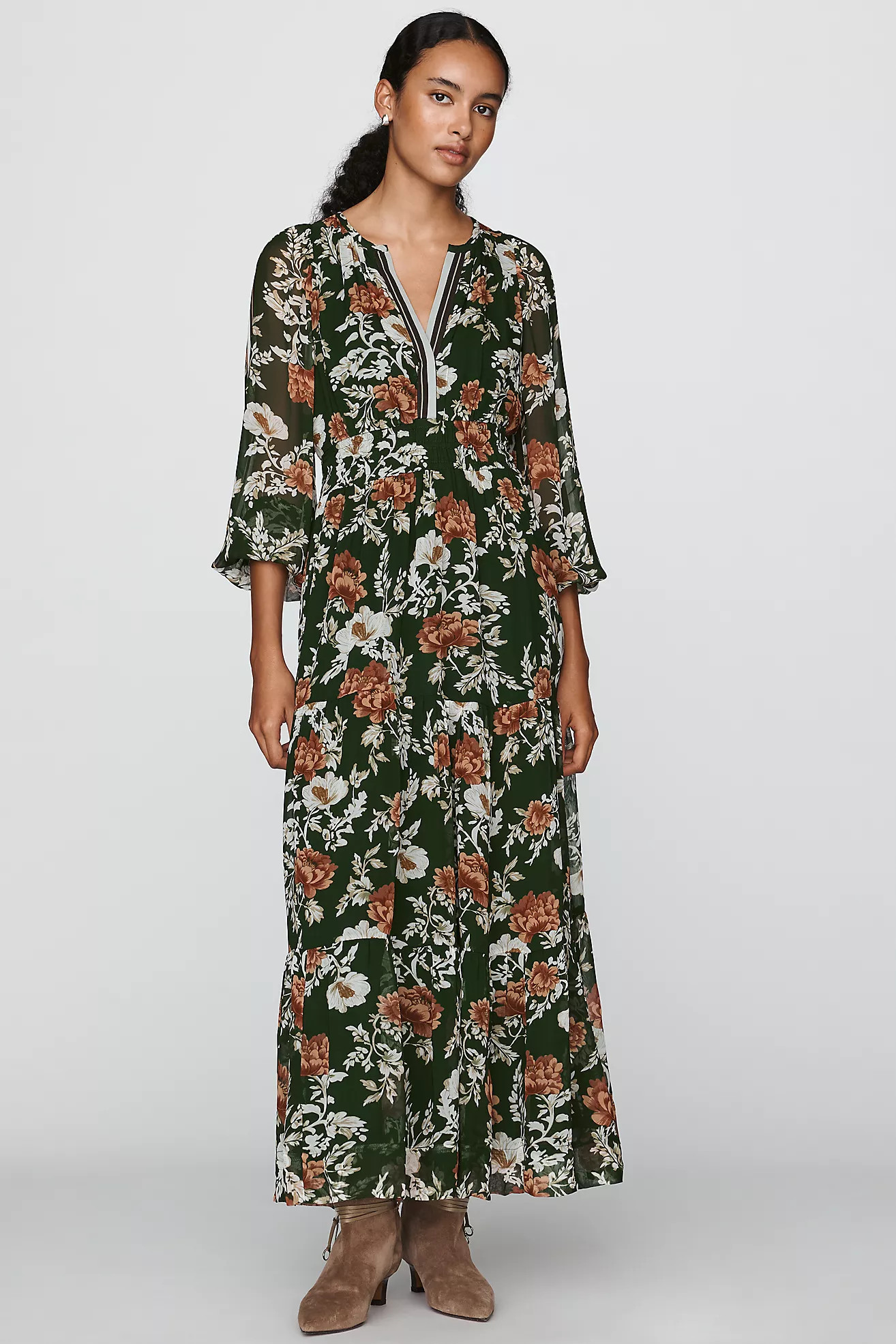 Somerset Long Sleeve Chiffon Maxi Dress | Anthropologie (US)