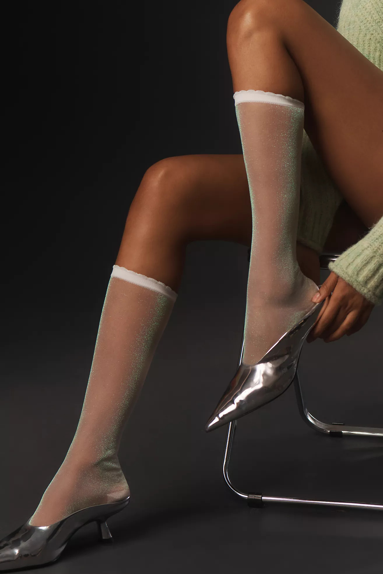 Sheer Tinsel Knee-High Socks, Set of 2 | Anthropologie (US)