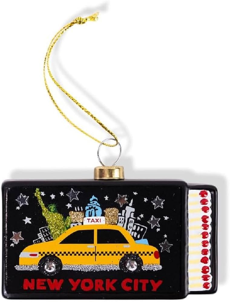 Furbish Glass Tree Decoration Decorative Hanging Ornament, Festive Stocking Stuffer - New York City Matchbook | Amazon (US)