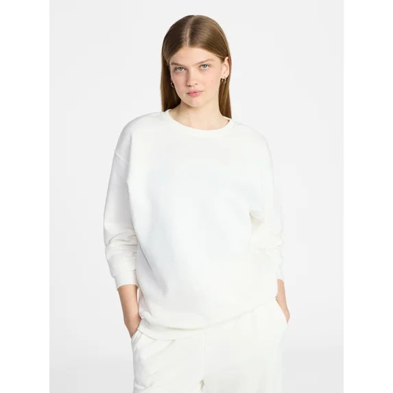 No Boundaries Oversized Fleece Sweatshirt with Long Sleeves, Women's XXS-4X | Walmart (US)