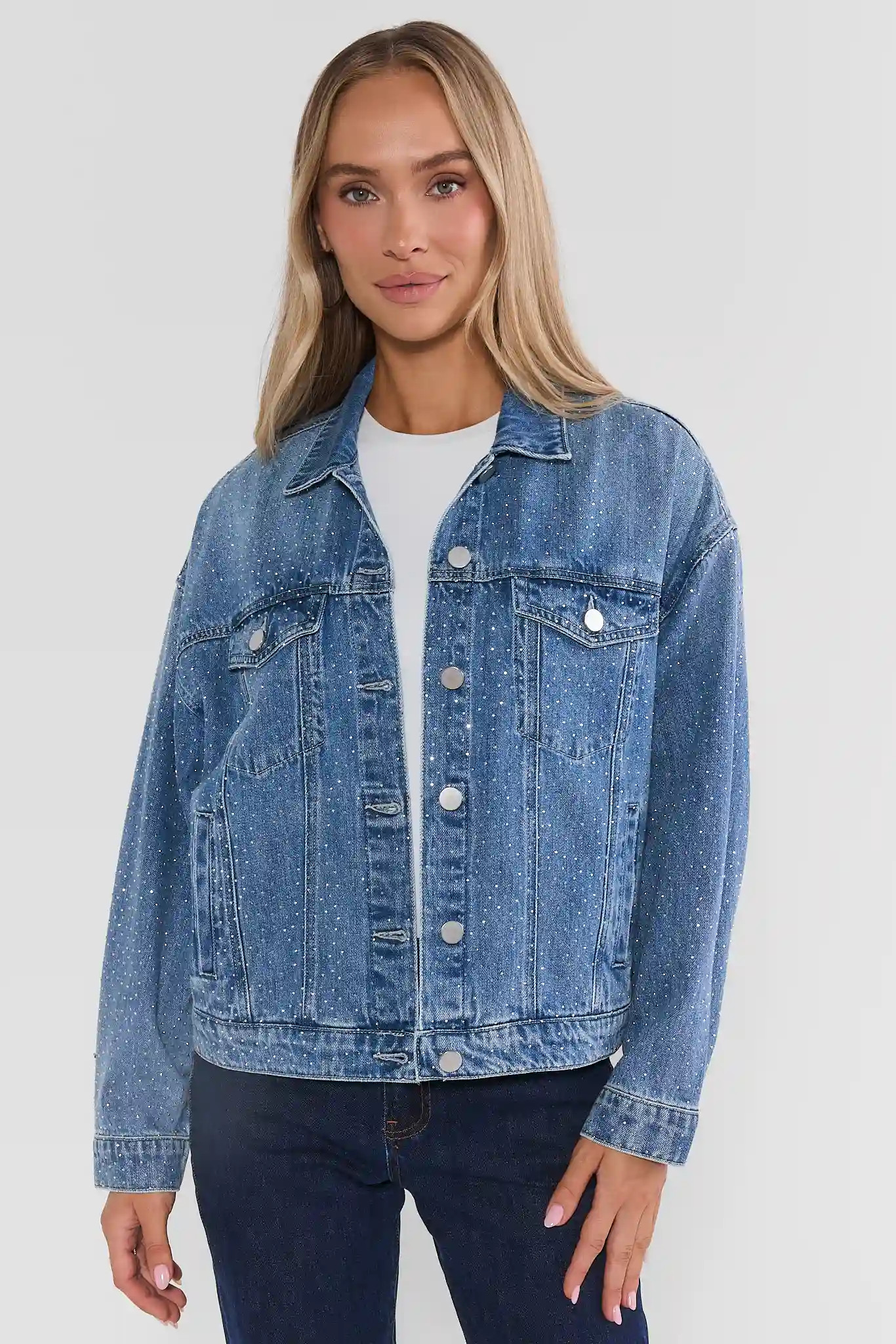 Carrie Rhinestone Denim Jacket | Avara