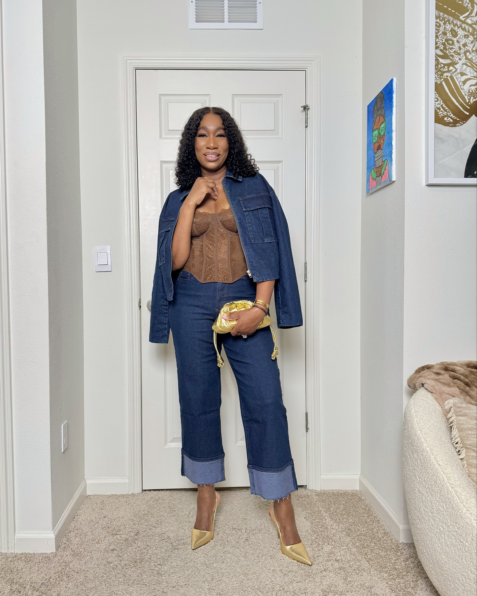 Fall Fashion…
Denim on denim is always a vibe! This is such a transition look. You can add booties later into fall. 
• size medium jacket
• size medium corset 
• size 10 pants (I sized up for a relaxed fit)


#LTKSeasonal #LTKStyleTip #LTKFindsUnder50