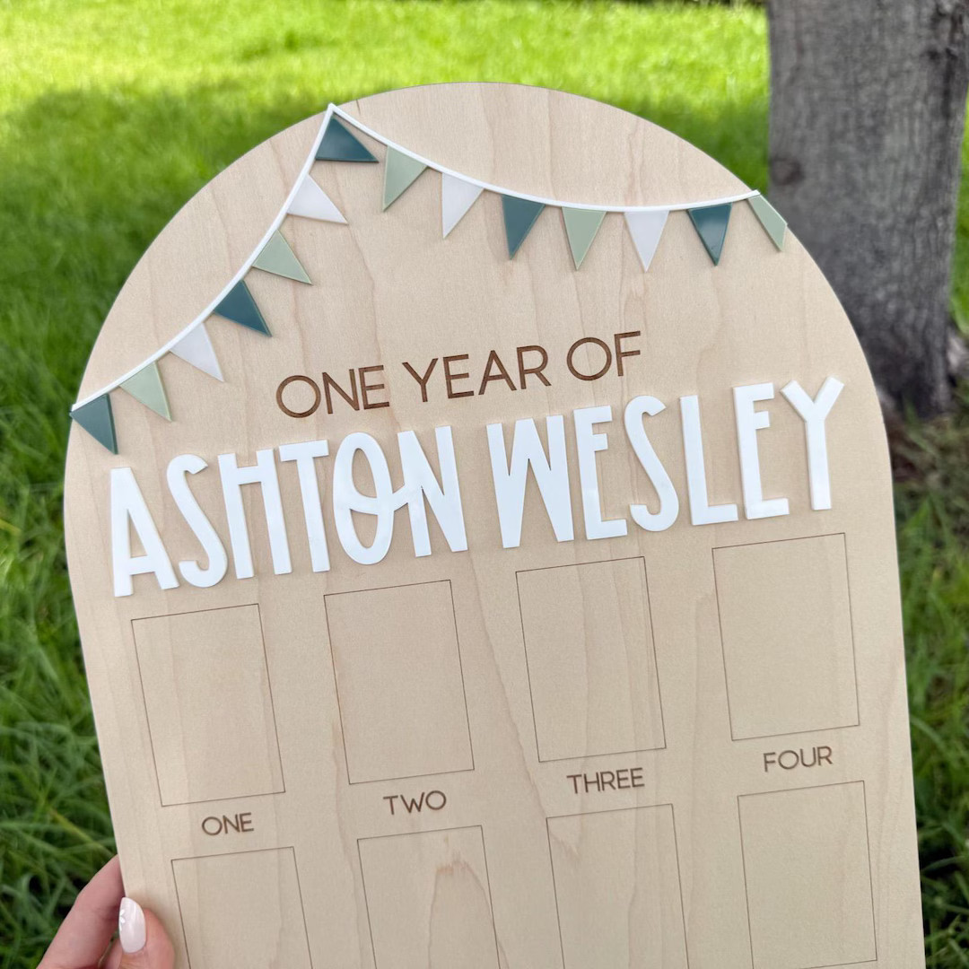 First Year Photo Board, One Year of First Birthday Sign, First Birthday Bunting Banner, First Bir... | Etsy (US)