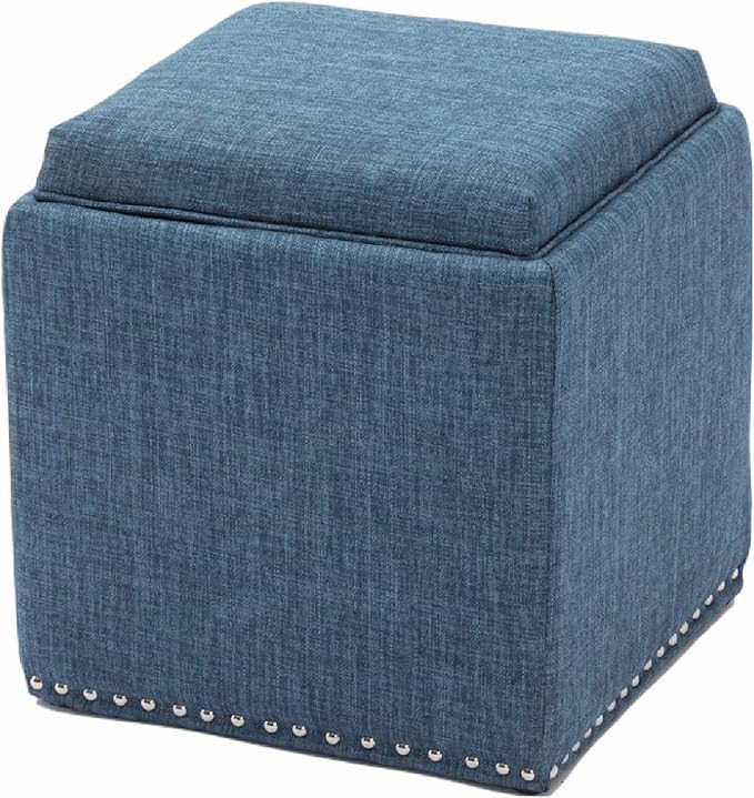 Chase Fabric Ottoman with Flip Tray Lid (Blue) Bench, 18L x 18W x 18H | Amazon (US)