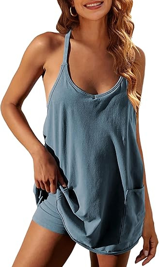 Faleave Women's Summer Sleeveless Mini Dress Athletic Dress Spaghetti Strap Short Tennis Dress wi... | Amazon (US)