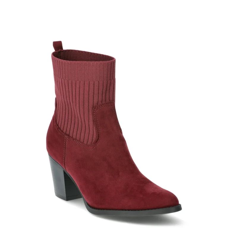 Time and Tru Women's Faux Suede Knit Ankle Boots, Sizes 6-11 | Walmart (US)