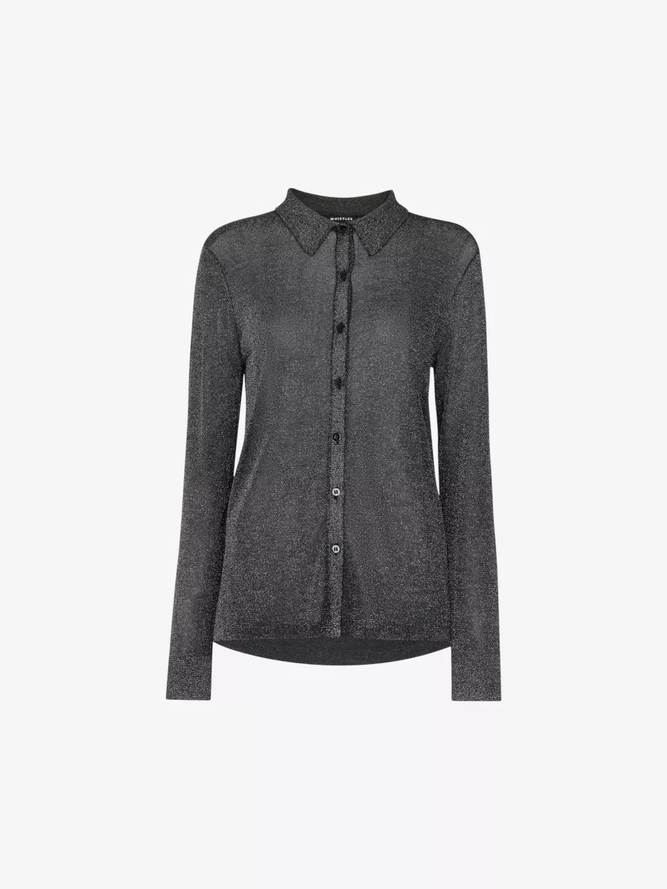 Sparkle-knit long-sleeve metallic-fibre shirt | Selfridges