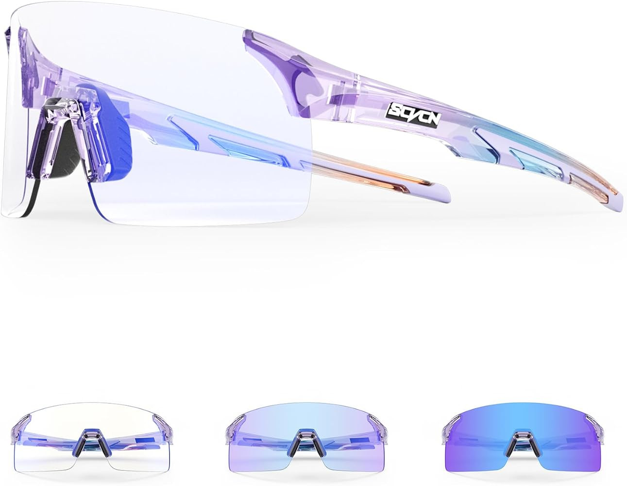 Photochromic Cycling Glasses Mountain Bike Glasses for Men Women Frameless Sport sunglasses S142 | Amazon (US)