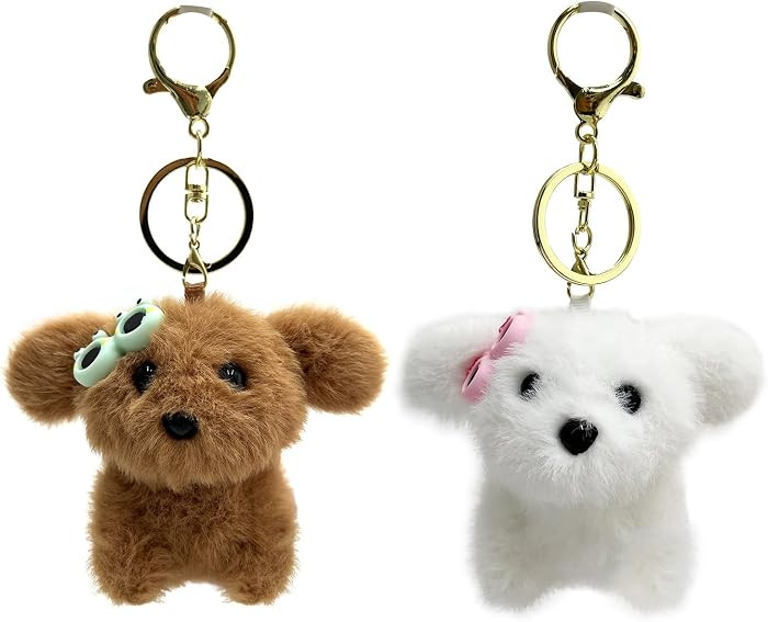 2 Pack Dog Plush Keychain Bag Charms - Cute Stuffed Keychain for Handbags, Purses, Backpacks & Ca... | Amazon (US)