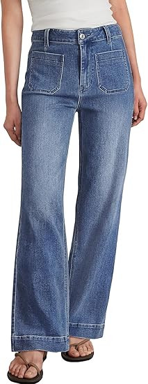 Trendy Queen Women's Wide Leg Jeans High Waisted Straight Leg Jeans Stretchy Baggy Denim Pants | Amazon (US)