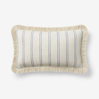 The Company Store Company Cotton Yarn-Dyed Stripe Blue 20 in. X 12 in. Throw Pillow Cover 83586J-... | The Home Depot