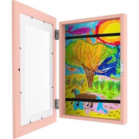 Glvyou Kids Artwork Display Frame for 150 Pictures A4 Front Opening Art Frames, Wooden Picture Ch... | Amazon (UK)