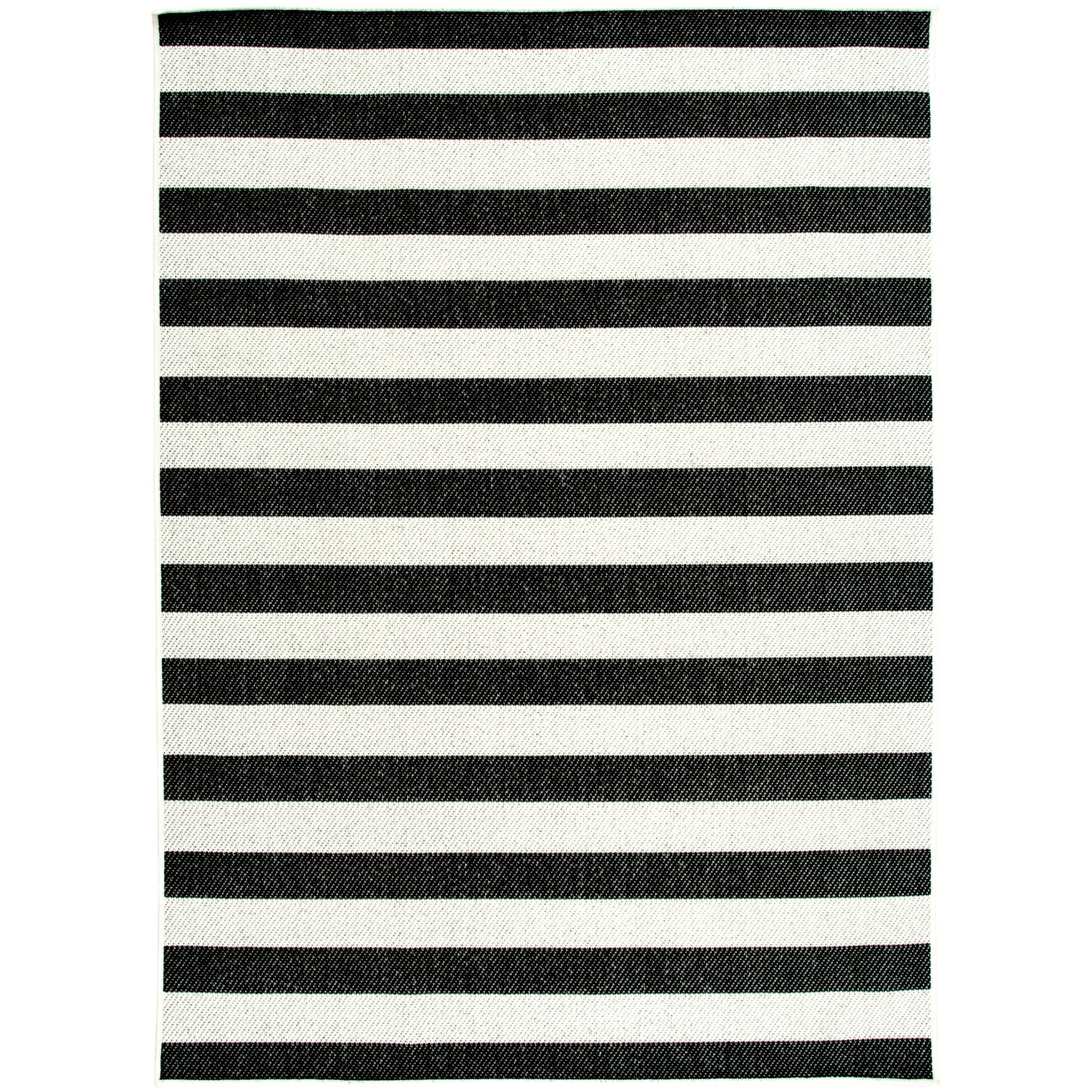 Mainstays Black and White Striped Cabana Woven Outdoor Rug, 5'x7' | Walmart (US)