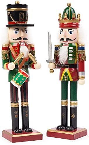 THE TWIDDLERS 12-Inch Christmas Wooden Nutcracker Figures (Green) - King & Guard Solider (2pcs) - Wo | Amazon (US)