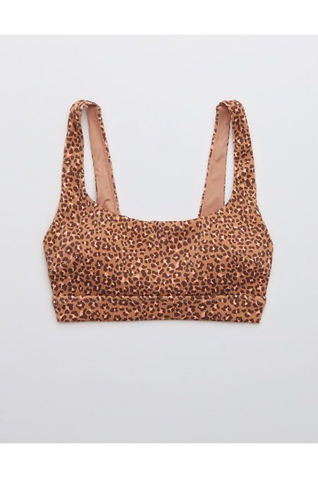 Aerie Ribbed Leopard Wide Strap Scoop Bikini Top | American Eagle Outfitters (US & CA)
